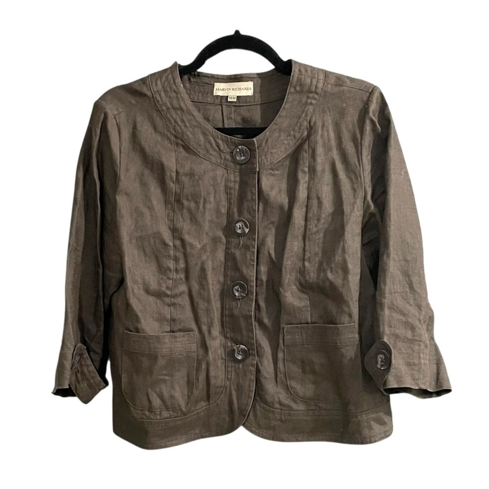 Marvin Richards Blazer Jacket Dark Brown Linen Medium